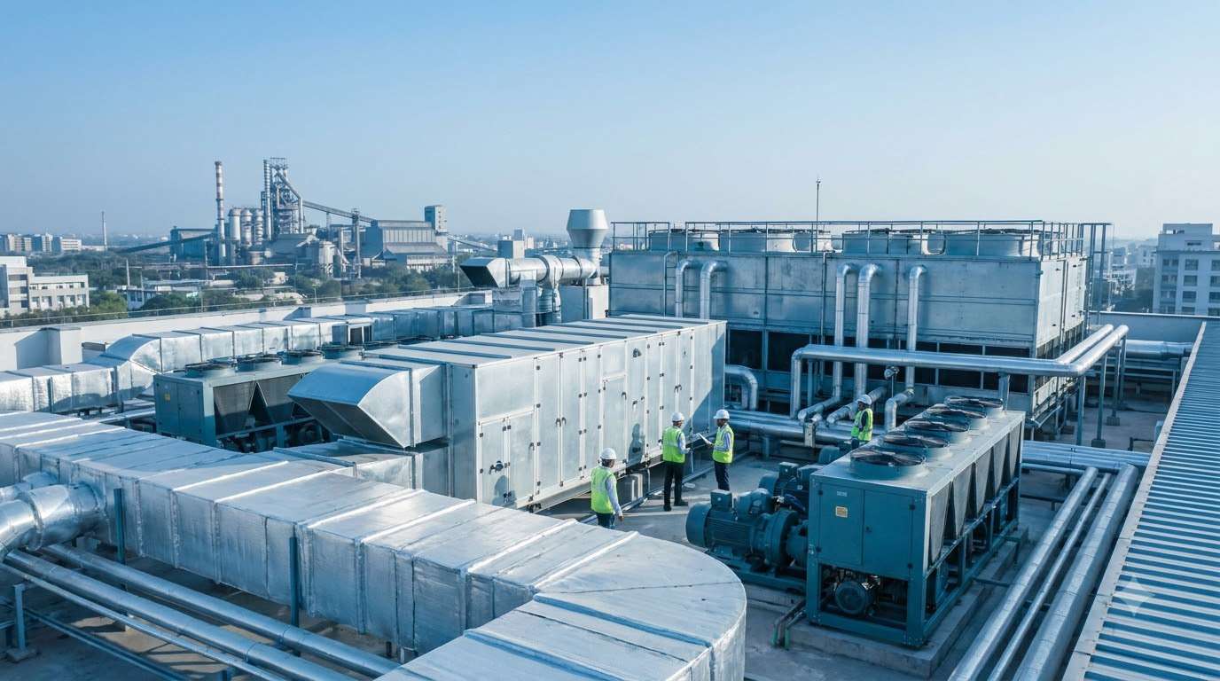 Commercial and industrial air conditioning installation for offices and factories
